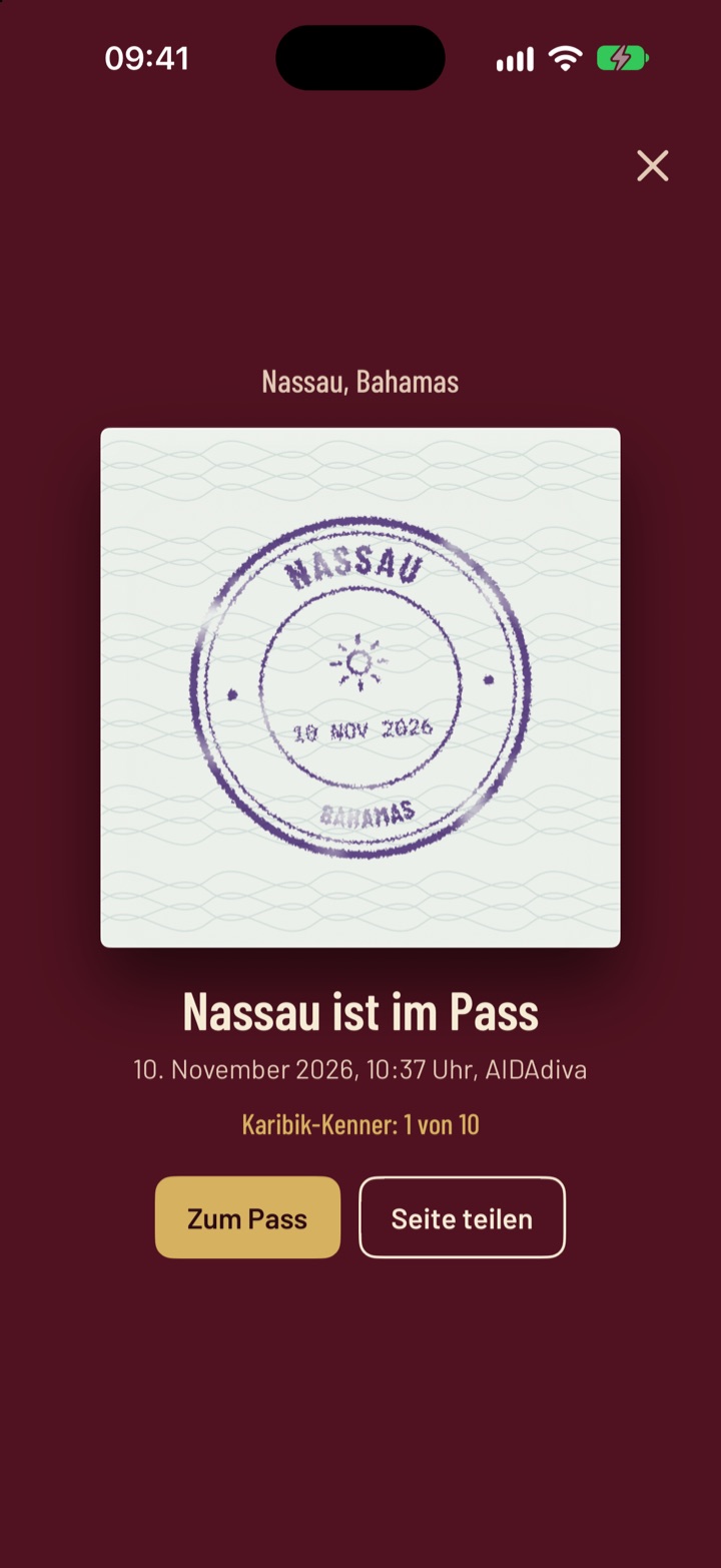 Nassau ist im Pass, 10. November 2026, AIDAdiva
